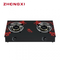tempered glass double burner gas stove